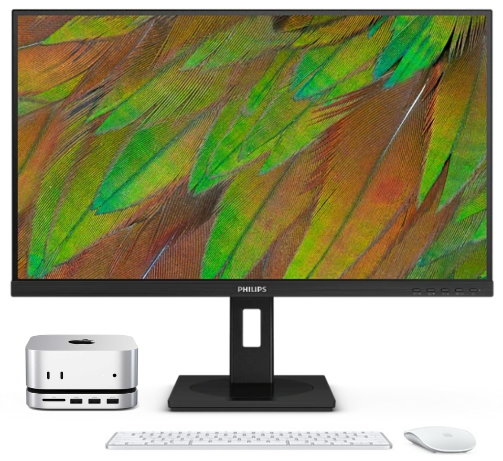Mac mini 1.5TB 27' Bundle Includes: Mac Mini - Silver - M4 10-core /10-core - 16GB - 512GB, Magic Keyboard with Touch ID, Magic Mouse, 1TB M.2 NVMe SSD, PHILIPS 27" 4K USB-C Monitor, Stand & Hub with SSD Enclosure - Equivalent iMac costs $3449!!