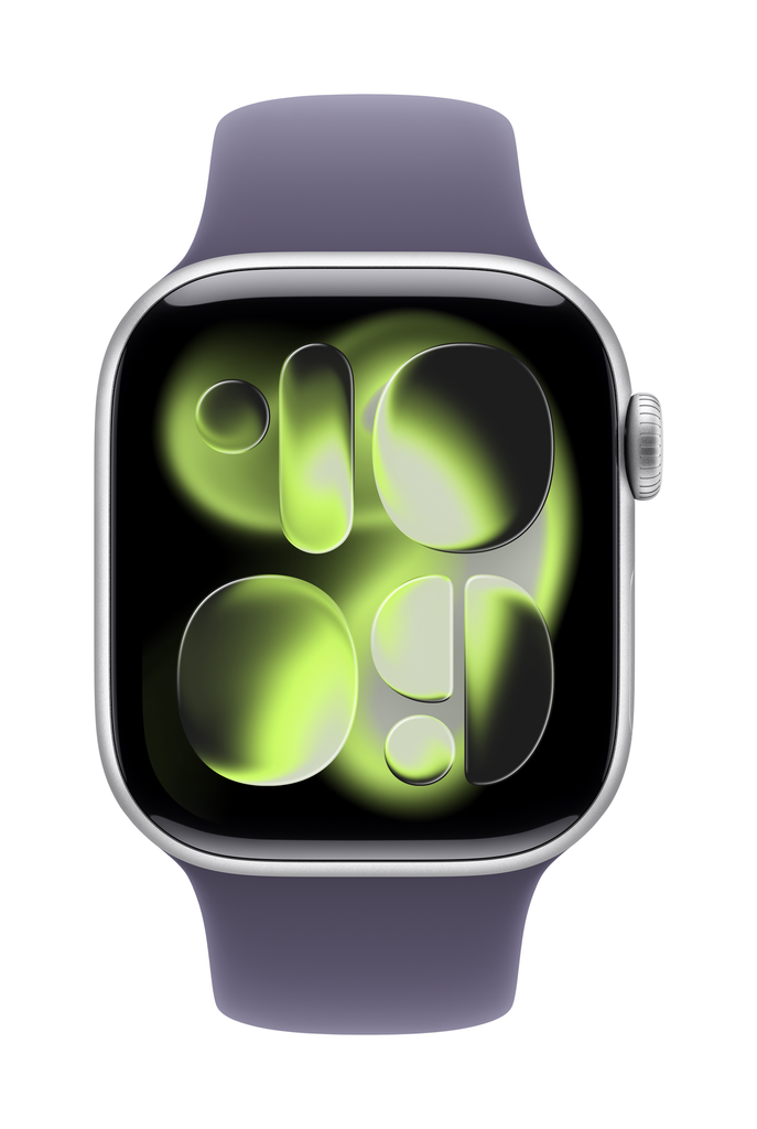 [MEU64X/A] Apple Watch Series 11 GPS 42mm Silver Aluminium Case with Purple Fog Sport Band - S/M