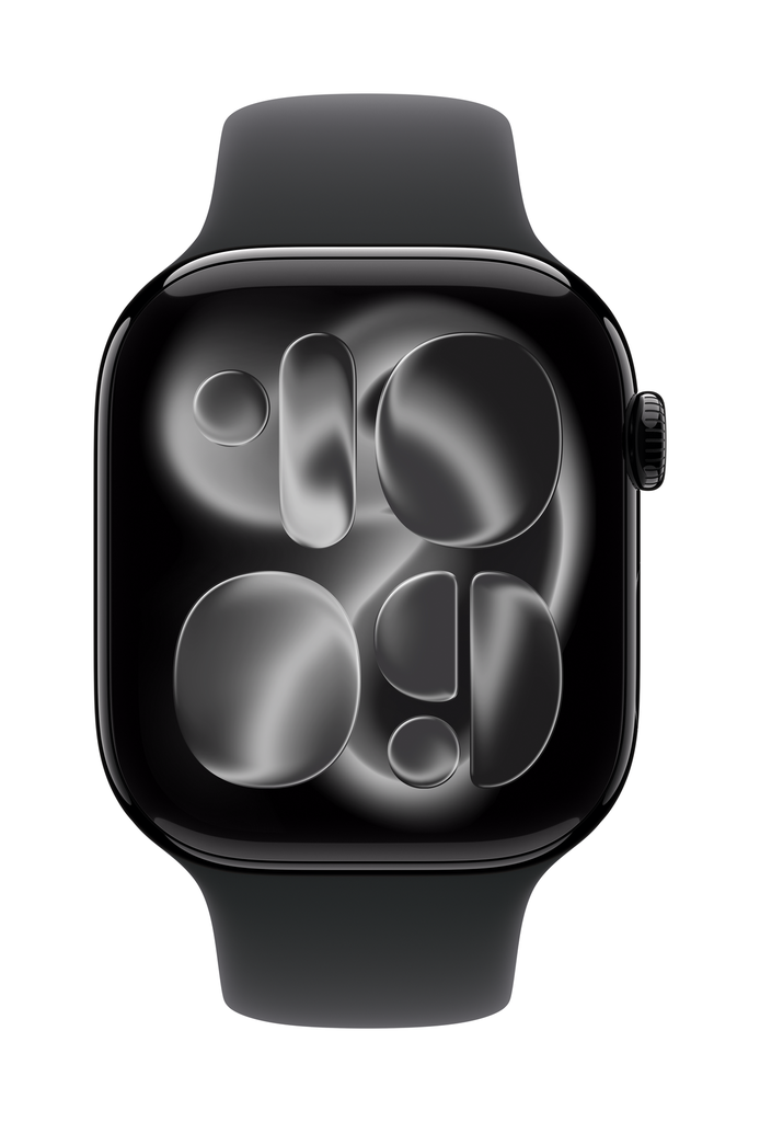 Apple Watch Series 11 GPS 46mm Jet Black Aluminium Case with Black Sport Band - S/M