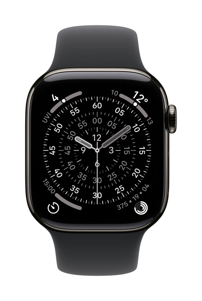 Apple Watch Series 11 GPS + Cellular 42mm Slate Titanium Case with Black Sport Band - M/L