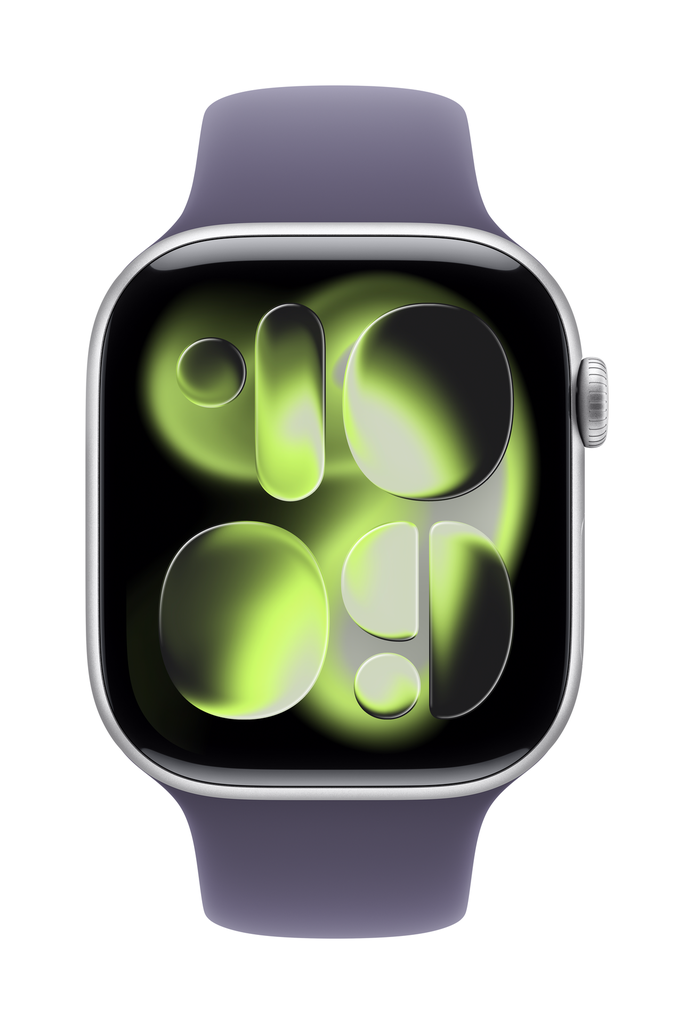 [MFCR4X/A] Apple Watch Series 11 GPS + Cellular 46mm Silver Aluminium Case with Purple Fog Sport Band - M/L