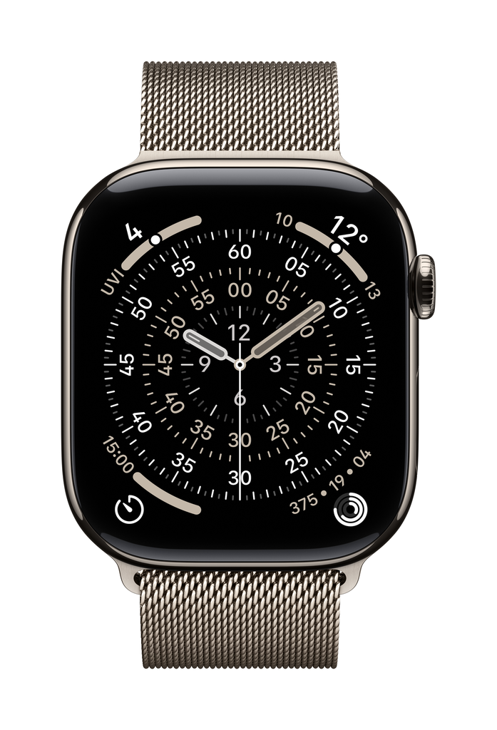 [MFCY4X/A] Apple Watch Series 11 GPS + Cellular 46mm Natural Titanium Case with Natural Milanese Loop - S/M