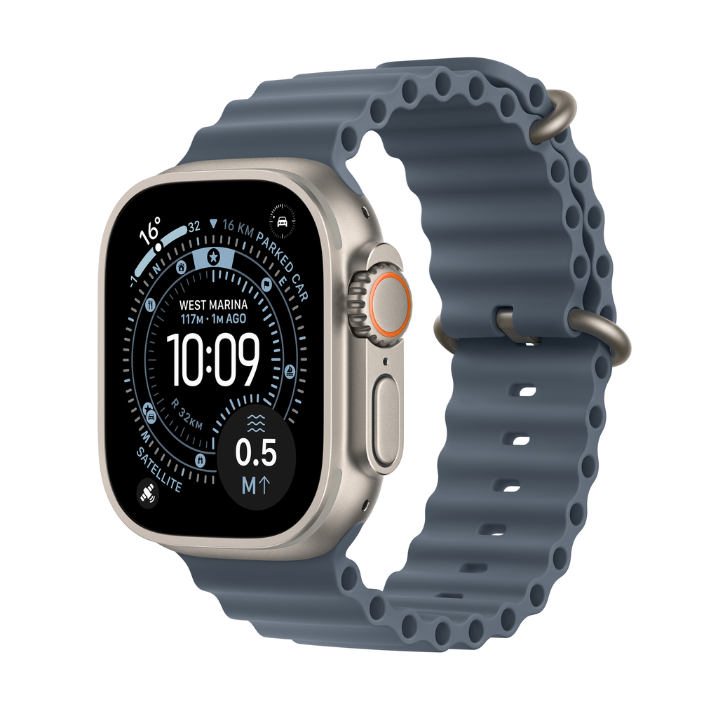 [MEWH4X/A] Apple Watch Ultra 3 GPS + Cellular 49mm Natural Titanium Case with Anchor Blue Ocean Band