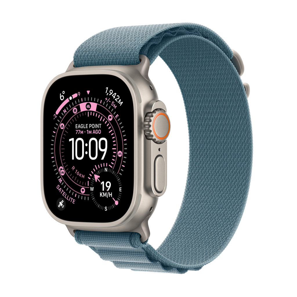 Apple Watch Ultra 3 GPS + Cellular 49mm Natural Titanium Case with Light Blue Alpine Loop - Large