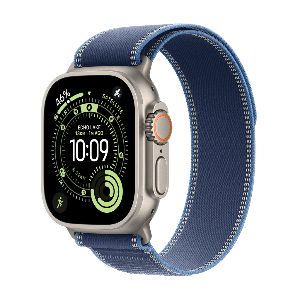 [MEWU4X/A] Apple Watch Ultra 3 GPS + Cellular 49mm Natural Titanium Case with Blue/Bright Blue Trail Loop - M/L