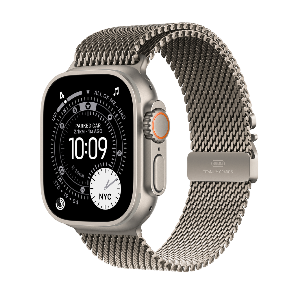Apple Watch Ultra 3 GPS + Cellular 49mm Natural Titanium Case with Natural Titanium Milanese Loop - Large