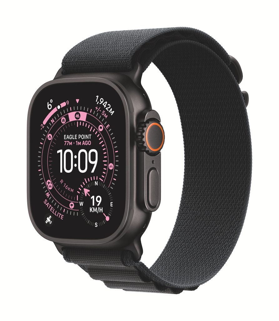 Apple Watch Ultra 3 GPS + Cellular 49mm Black Titanium Case with Black Alpine Loop - Large
