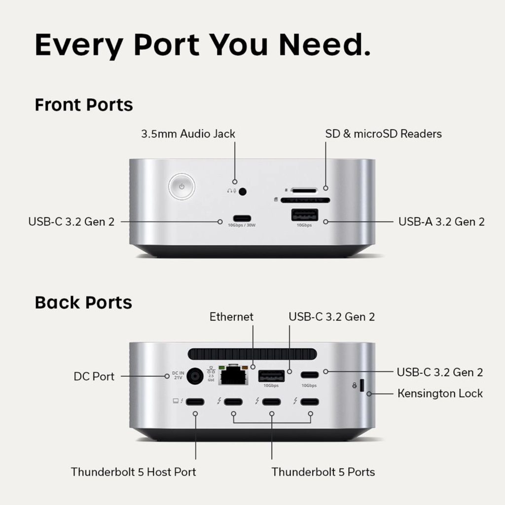 Satechi Thunderbolt 5 CubeDock With SSD Enclosure (Silver)