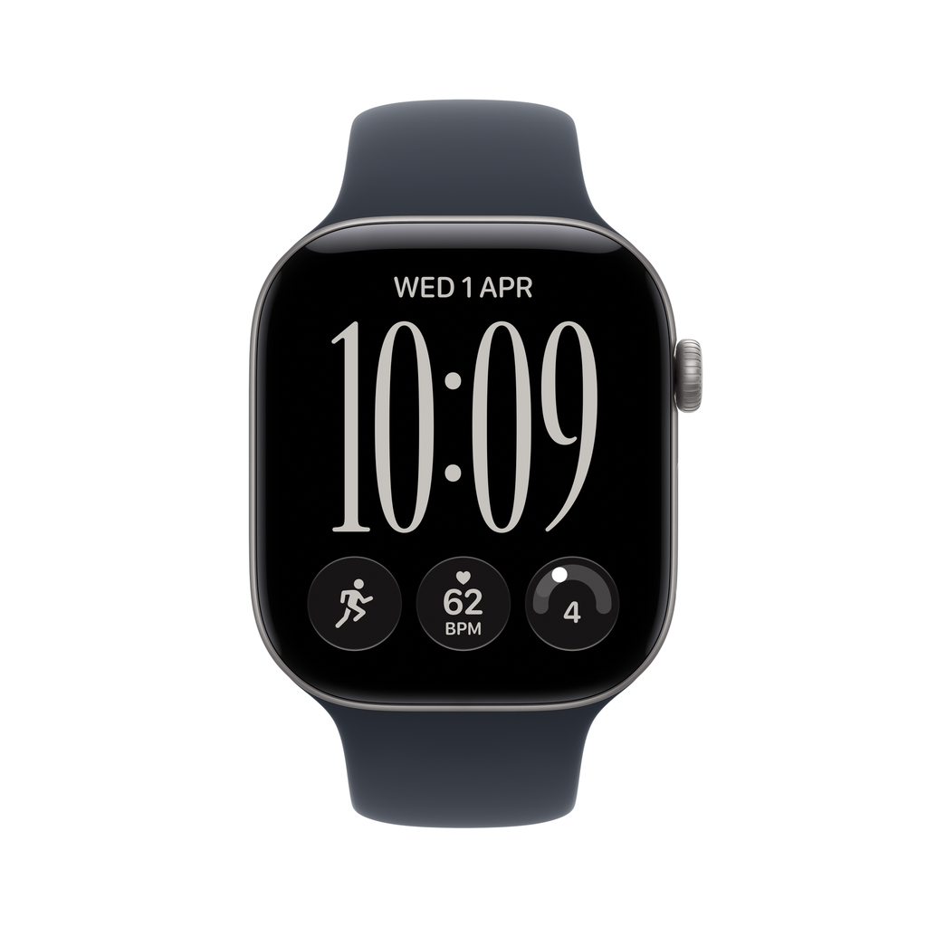 Watch Series 12 GPS + Cellular 46mm Space Grey Aluminium Case with Navy Blue Sport Band - S/M