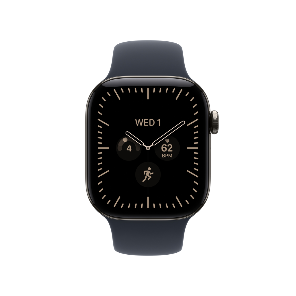 [MJGF4X/A] Watch Series 12 GPS + Cellular 42mm Natural Titanium Case with Navy Blue Sport Band - S/M
