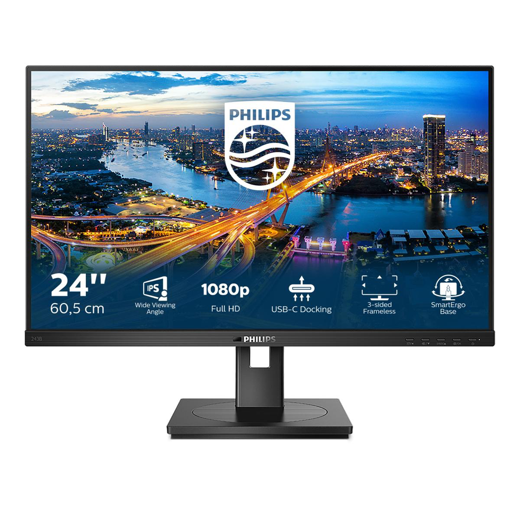 [243B1] Philips 24-inch Full HD IPS Monitor with USB-C Dock and Built In Speakers