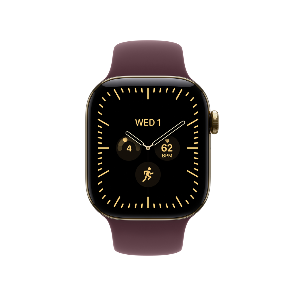[MJGK4X/A] Watch Series 12 GPS + Cellular 42mm Radiant Gold Titanium Case with Burgundy Sport Band - M/L