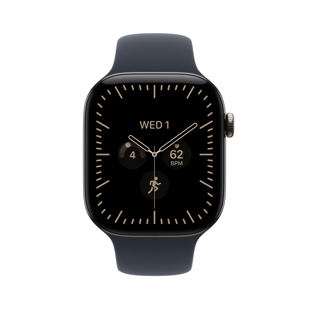 [MJGN4X/A] Watch Series 12 GPS + Cellular 46mm Natural Titanium Case with Navy Blue Sport Band - M/L